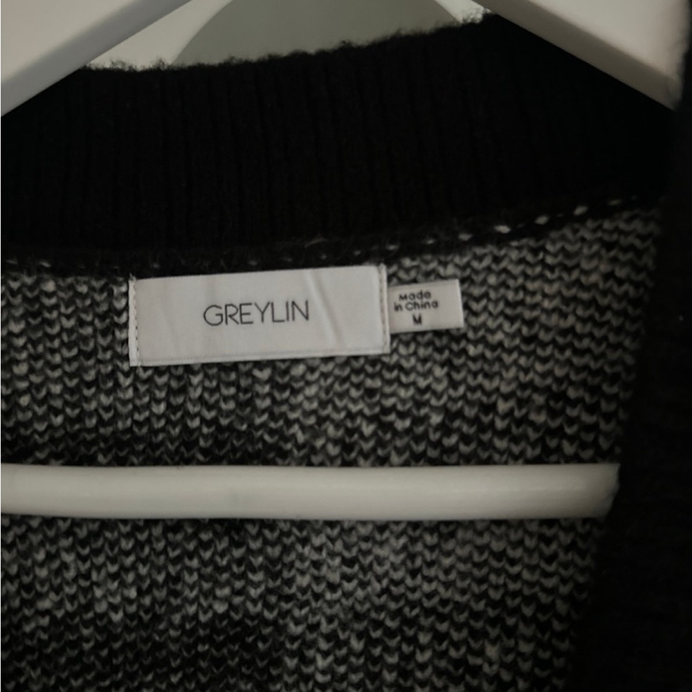 Greylin Collection Rami Cozy Check Longline Sweater Jacket Cardigan - Picture 2 of 5